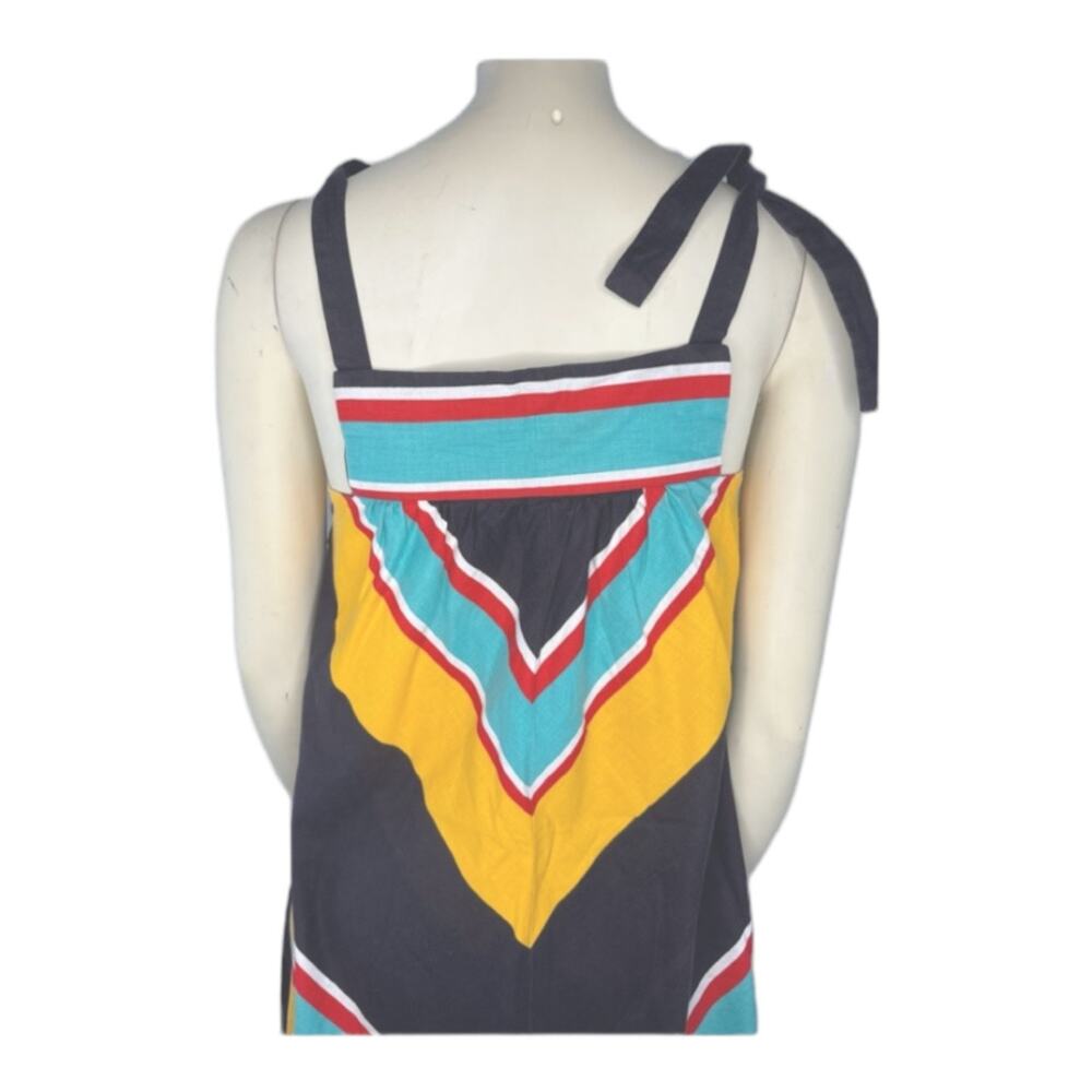 Vintage Hear Say Vibrant cotton Chevron Pinafore Apron Jumper dress size X Small - Picture 9 of 12